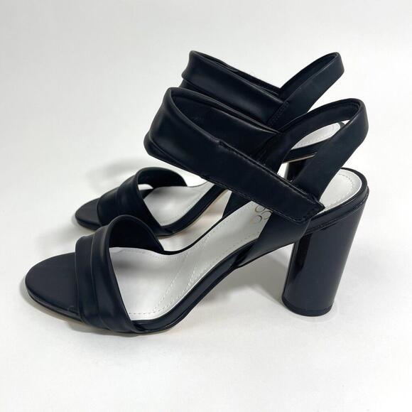 Franco Sarto Women’s Size 8 Black Faux Leather Osmina Ankle Strap Sandal Heels - Picture 4 of 10